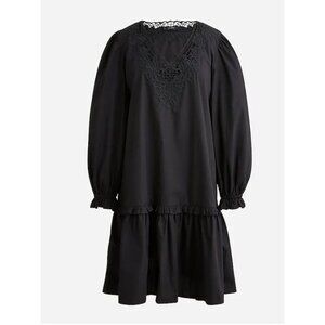 J.Crew Womens $138 V-Neck Mini Dress Eyelet Trim Black Size XS BK971